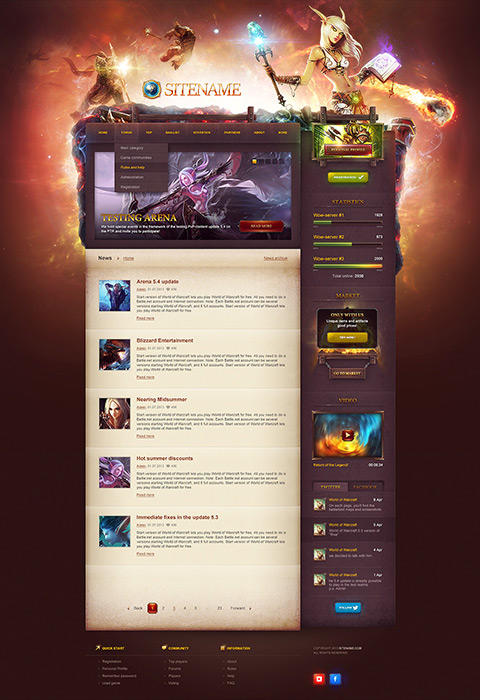 World of Warcraft Game Website Templates | Templstock.com